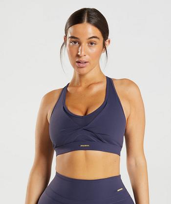 Gymshark Whitney Mesh Ženske Sportski Grudnjak Indigo Tamnoplave | HR 3413ZUT